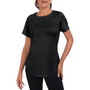 Black Women's Lightweight Short Sleeve Gym Shirt