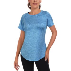 Blue Women's Lightweight Short Sleeve Gym Shirt